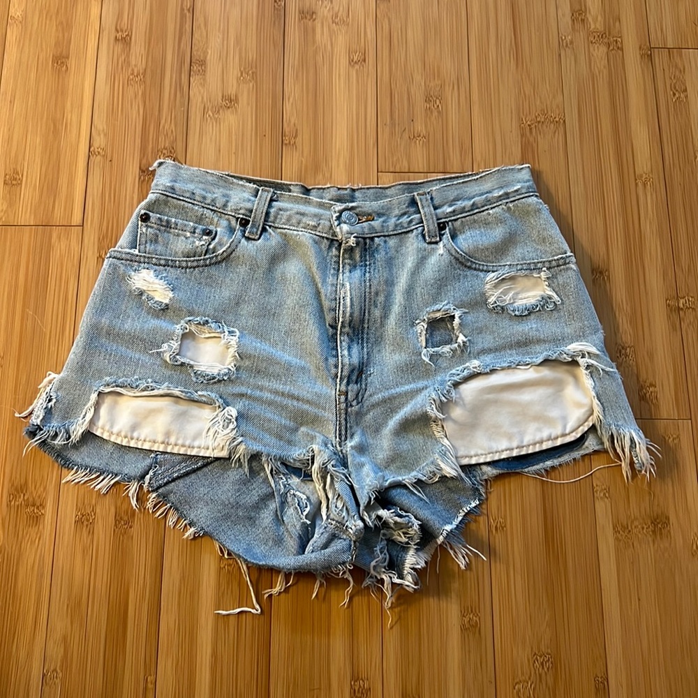 Vintage Levi’s Reworked Patchwork Jean Shorts